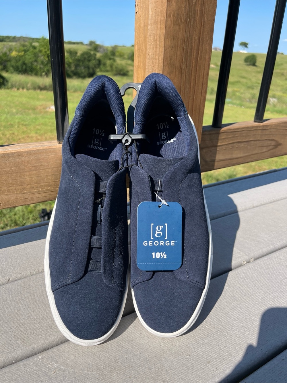 George Men’s Navy Blue Suede-look Slip-on Sneakers Size 10.5